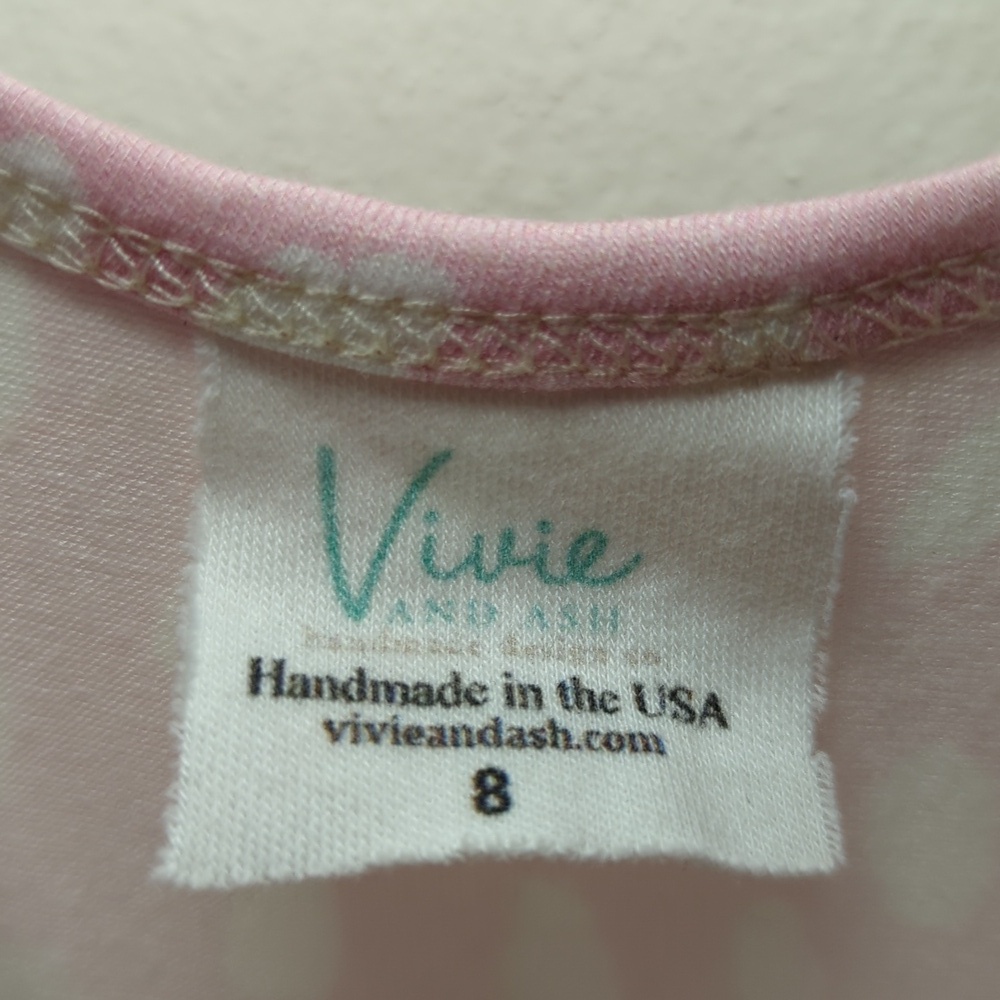 Vivie & Ash Polka Dot Tiered Dress Pink White Spring Easter Handmade Girl Size 8 - Picture 4 of 5